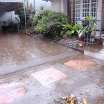 Mud-covered driveway